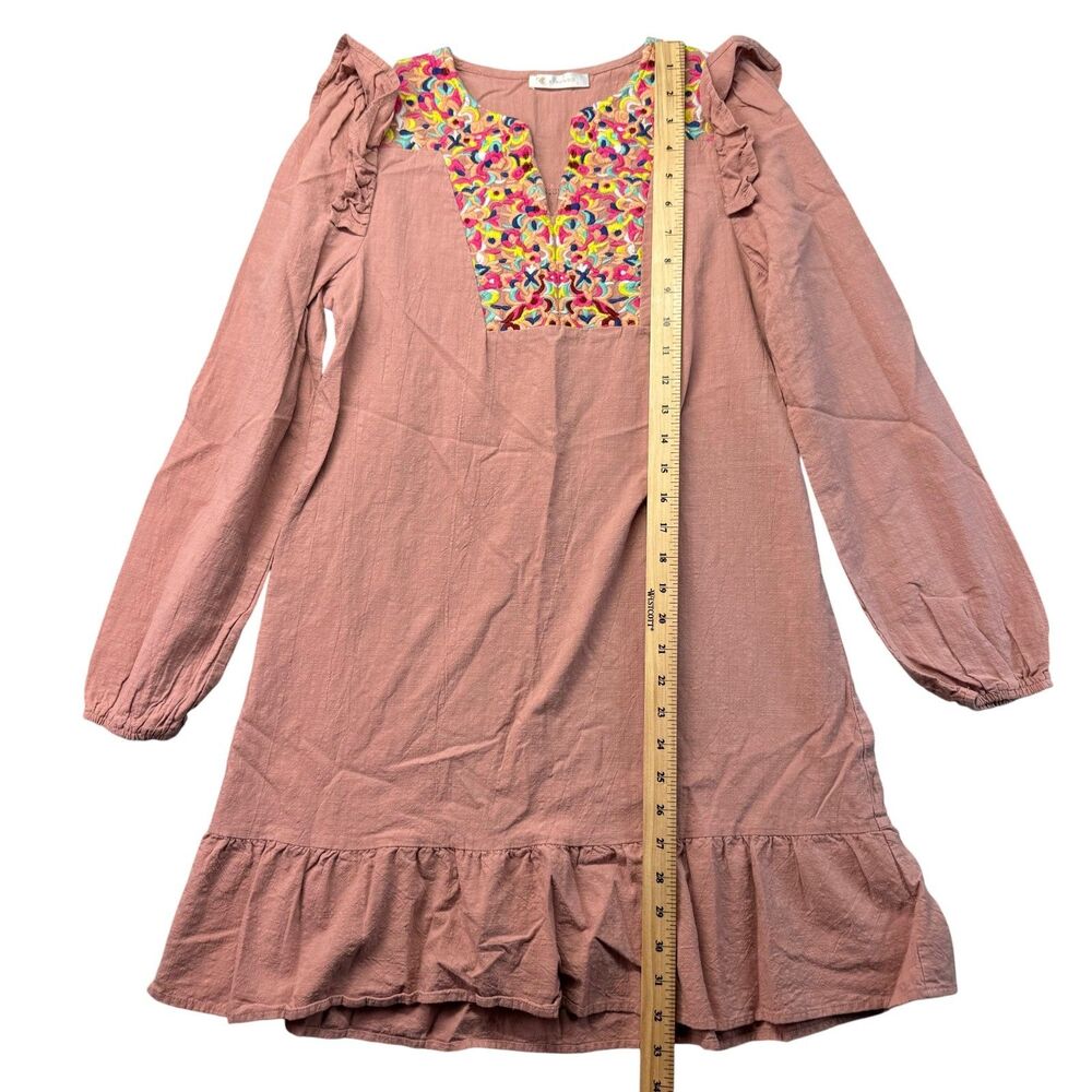 Kirundo Dress Women's Small Pink Floral Cottagecore Embroidered Boho Shift Flowy - Picture 7 of 9